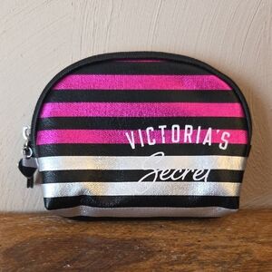 Victoria's Secret Metallic Pink and Black Cosmetic Pouch